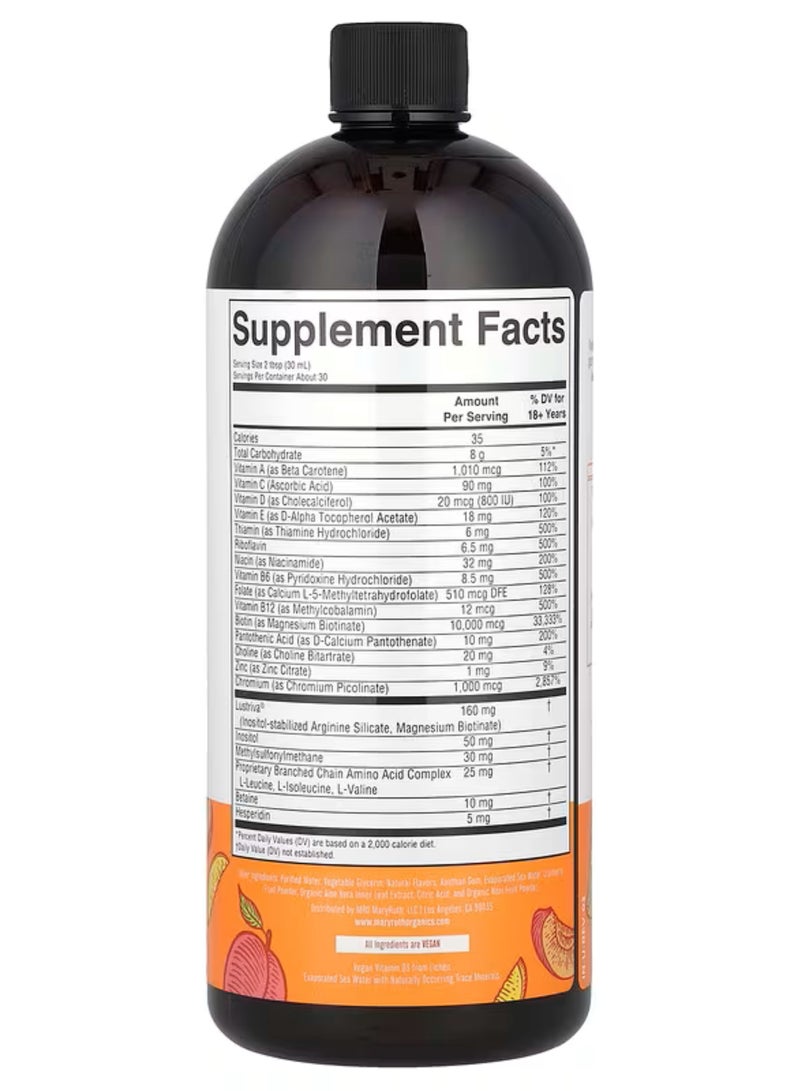 MaryRuth's, Liquid Morning Multivitamin + Hair Growth , Peach Mango, 30 fl oz (887 ml) - Image 2
