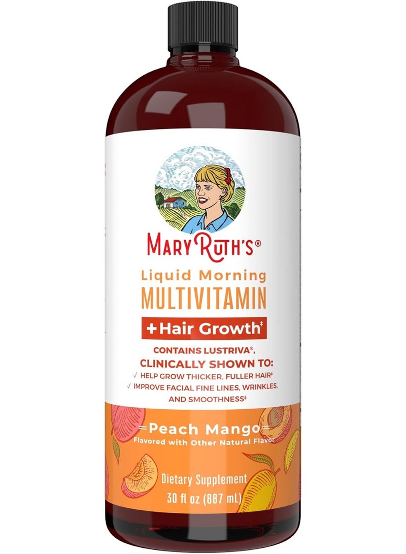 MaryRuth's, Liquid Morning Multivitamin + Hair Growth , Peach Mango, 30 fl oz (887 ml) - Image 1