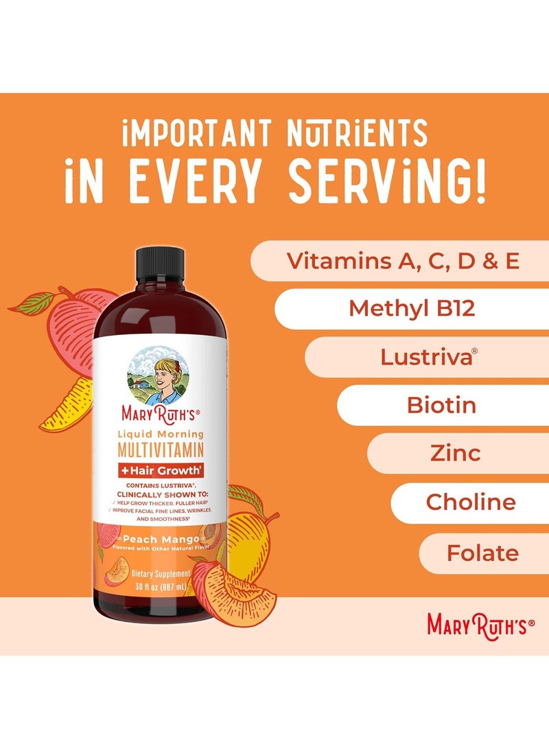 MaryRuth's, Liquid Morning Multivitamin + Hair Growth , Peach Mango, 30 fl oz (887 ml) - Image 4