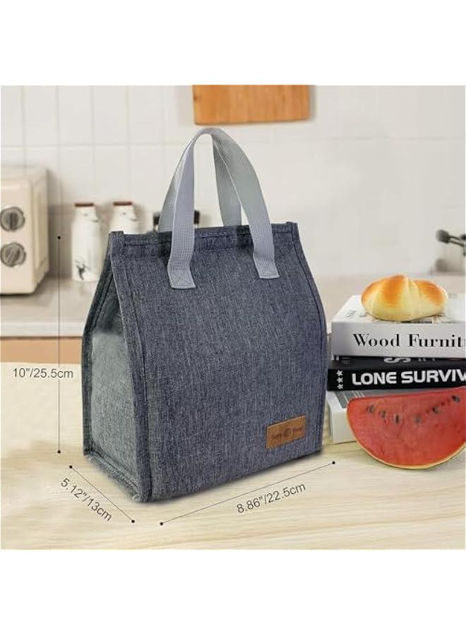 FYLX Lunch Bag Insulated Lunch Bag for Women Men Kids Reusable Insulated Lunch Bag Leakproof Simple Bento Lunch Tote Lunch Bag Insulated for Office Work School Picnic or Travel Grey) - Image 2