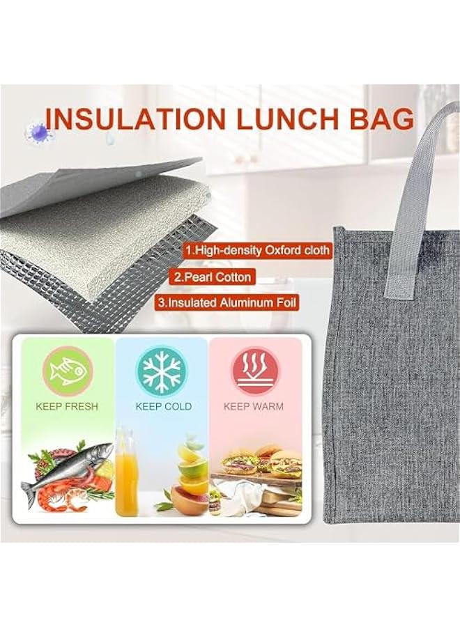 FYLX Lunch Bag Insulated Lunch Bag for Women Men Kids Reusable Insulated Lunch Bag Leakproof Simple Bento Lunch Tote Lunch Bag Insulated for Office Work School Picnic or Travel Grey) - Image 4