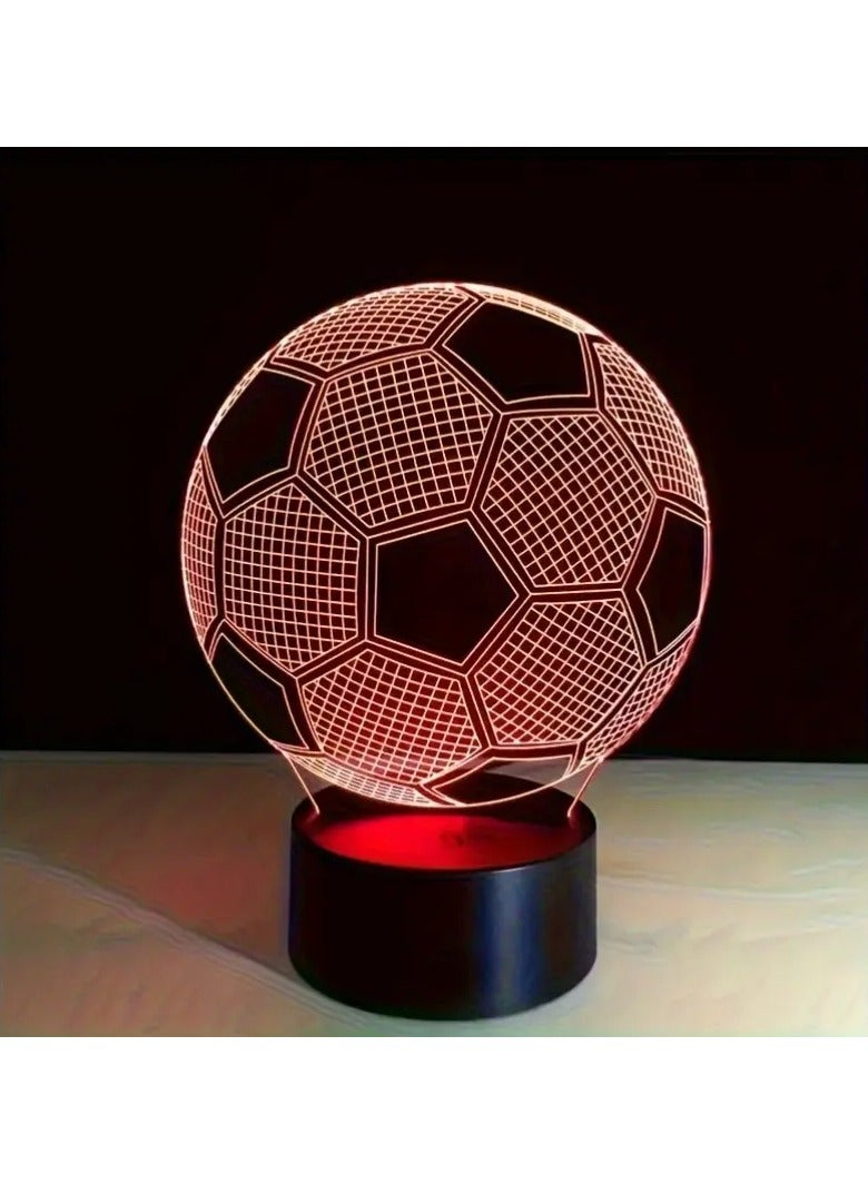 HW Modern 3D Soccer Ball Illusion LED Nightlight, Geometric Pattern, Plastic, Touch Control, Uplight for Bedroom, Study, Dining, Café, Bar Decor, Sports Theme, USB Powered with Cable, No Battery Needed - Image 5