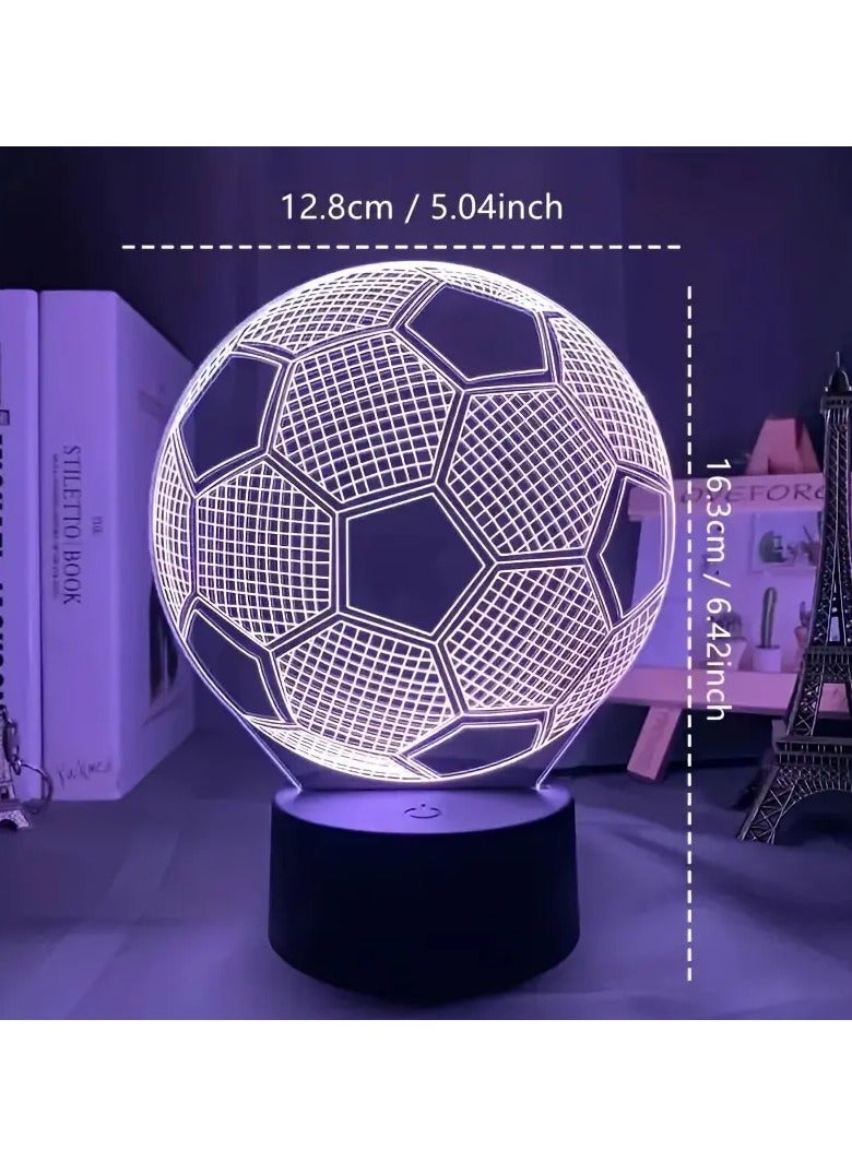 HW Modern 3D Soccer Ball Illusion LED Nightlight, Geometric Pattern, Plastic, Touch Control, Uplight for Bedroom, Study, Dining, Café, Bar Decor, Sports Theme, USB Powered with Cable, No Battery Needed - Image 4