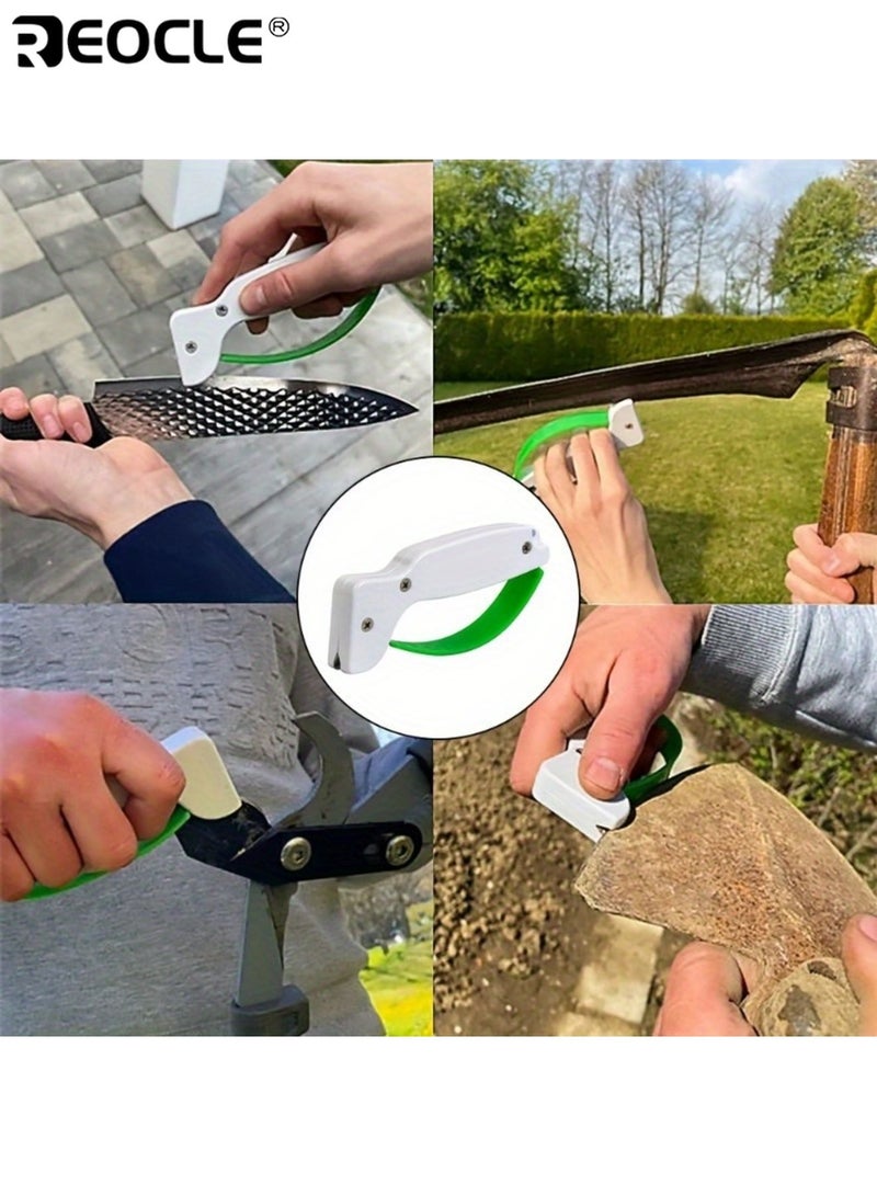 REOCLE 2pcs Portable Manual Knife Sharpener Ergonomic Handle Sturdy Structure Tool Maintenance Suitable for Knives Axes Small Pocket Knives Gardening Tools - Image 4