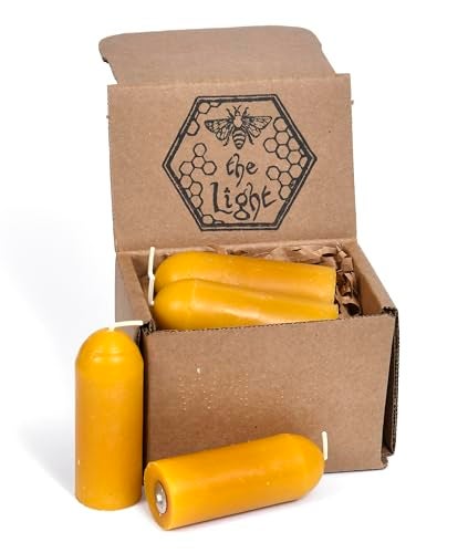 Bee The Light BeeTheLight Beeswax Lantern Candles (3.5" x 1.25") - Smokeless Unscented Candle - 12 Hours Burn Time Each - Natural & Pure Beeswax Candle - Handmade Camping Candle for Lanterns & Chandeliers - Image 1