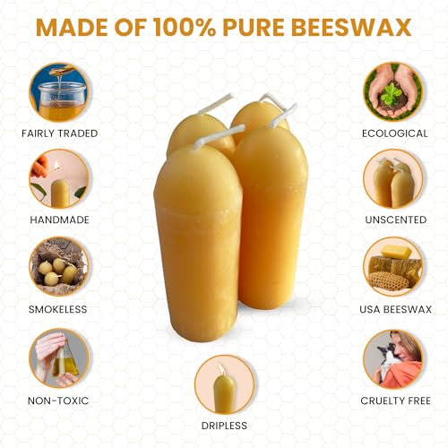 Bee The Light BeeTheLight Beeswax Lantern Candles (3.5" x 1.25") - Smokeless Unscented Candle - 12 Hours Burn Time Each - Natural & Pure Beeswax Candle - Handmade Camping Candle for Lanterns & Chandeliers - Image 5