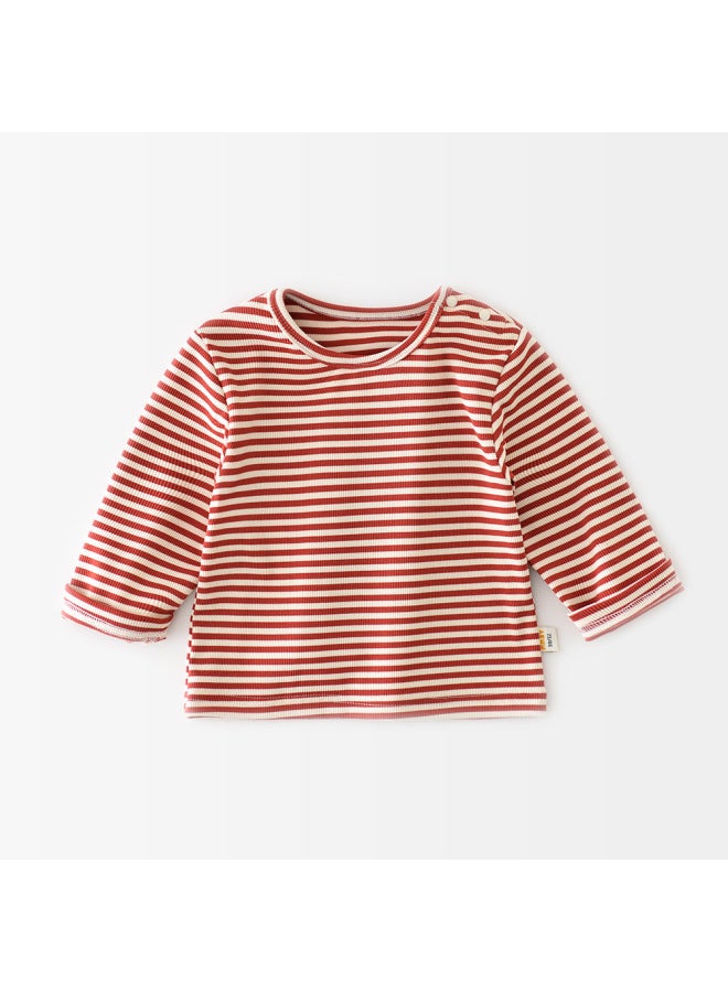 Male And Female Babies Wear Spring And Autum Bottoming Shirts For Infants And Toddlers 0-3 Years Old Korean Style Stripesd Long-sleeved T-shirt Tops 51116