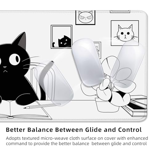 FLY SPRAY Gaming Mouse Pad for Computer,Large Mouse Pads for Desk Keyboard, Black Anime Cat Desk Mat Laptop,Cute XXL Waterproof Keyboard Pad,Extended Big Non-Slip Rubber Mousepad (Black Cat) - Image 3