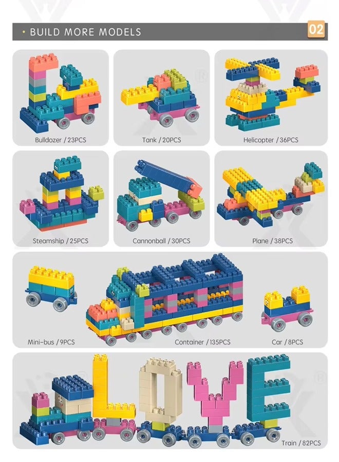 Kids Building Block Table 4-In-1 Kids Assembled Building Block Toy With Lacquer Board And Drawing Board, 4 Storage Boxes 4 Aadjustable Table Legs, 600 Medium Particles Building Block ,For All Kids