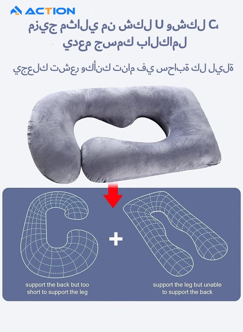 ACTION Pregnancy Pillows for Sleeping, U Shaped Full Body Maternity Pillow with Removable Cover, Support for Back, Legs, Belly for Pregnant Women, Pregnancy Pillow for Women - Image 3