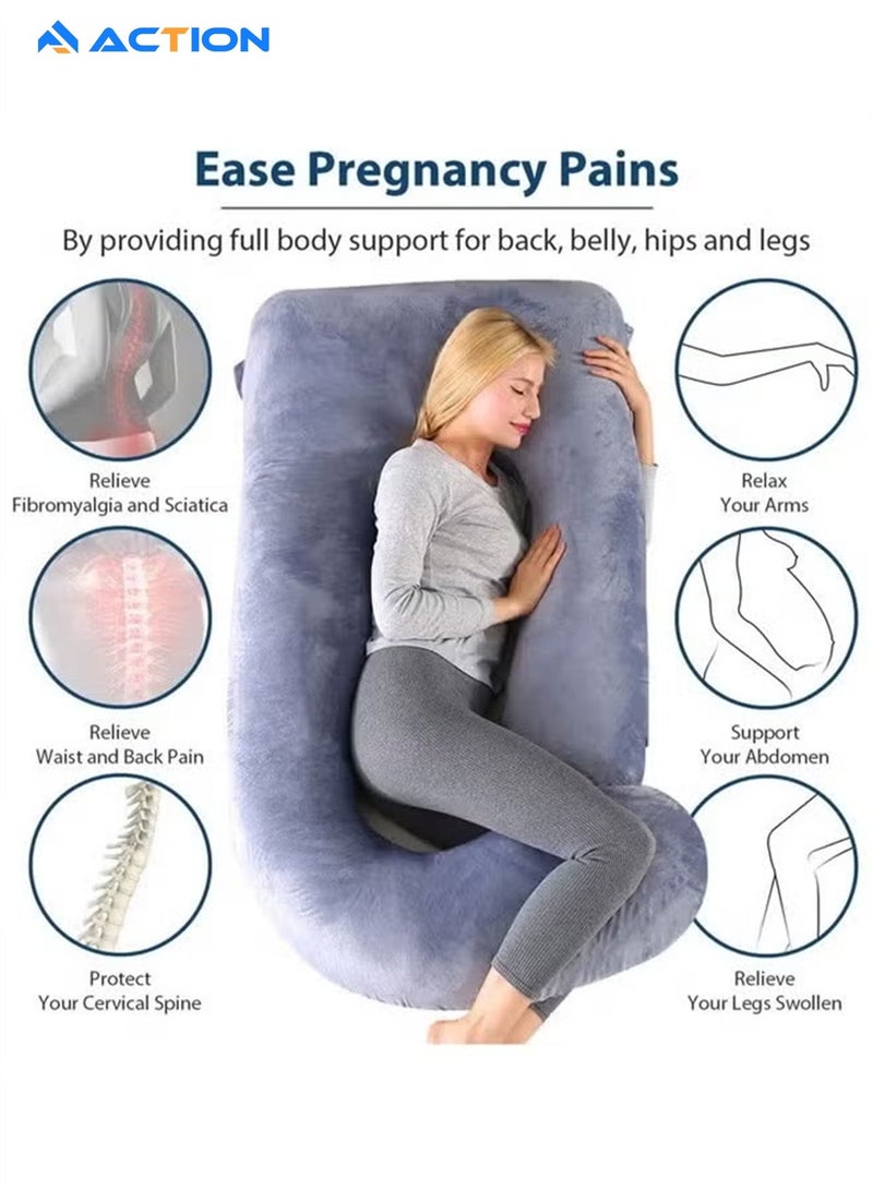 ACTION Pregnancy Pillows for Sleeping, U Shaped Full Body Maternity Pillow with Removable Cover, Support for Back, Legs, Belly for Pregnant Women, Pregnancy Pillow for Women - Image 2