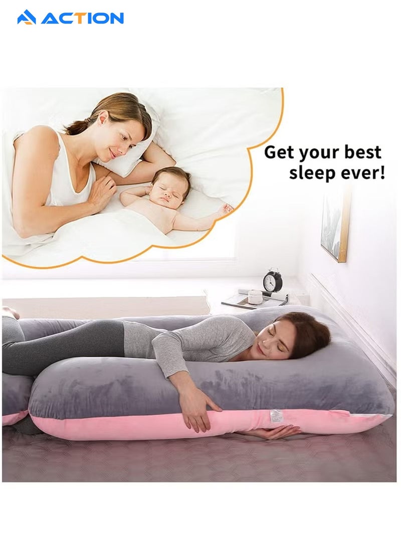 ACTION Pregnancy Pillows for Sleeping, U Shaped Full Body Maternity Pillow with Removable Cover, Support for Back, Legs, Belly for Pregnant Women, Pregnancy Pillow for Women - Image 4