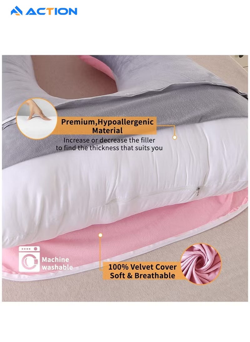 ACTION Pregnancy Pillows for Sleeping, U Shaped Full Body Maternity Pillow with Removable Cover, Support for Back, Legs, Belly for Pregnant Women, Pregnancy Pillow for Women - Image 5