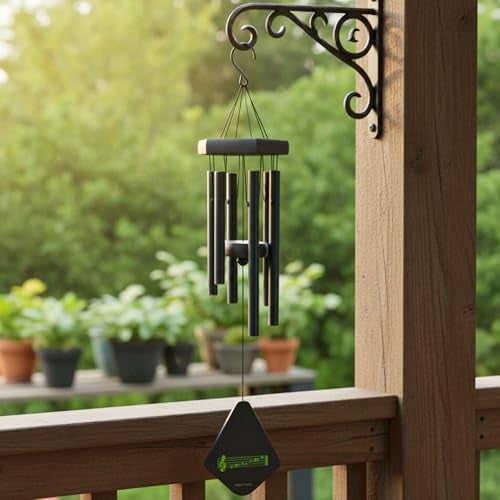 Hindcraft Wind Chimes for Balcony – Hanging Bells for Home Décor, Living Room, Bedroom, and Hall | Positive Energy Room Decoration Items, Home Décor Gifts for Women, and Housewarming Gifts, Black - Image 1