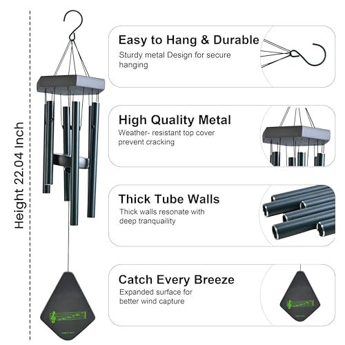 Hindcraft Wind Chimes for Balcony – Hanging Bells for Home Décor, Living Room, Bedroom, and Hall | Positive Energy Room Decoration Items, Home Décor Gifts for Women, and Housewarming Gifts, Black - Image 2
