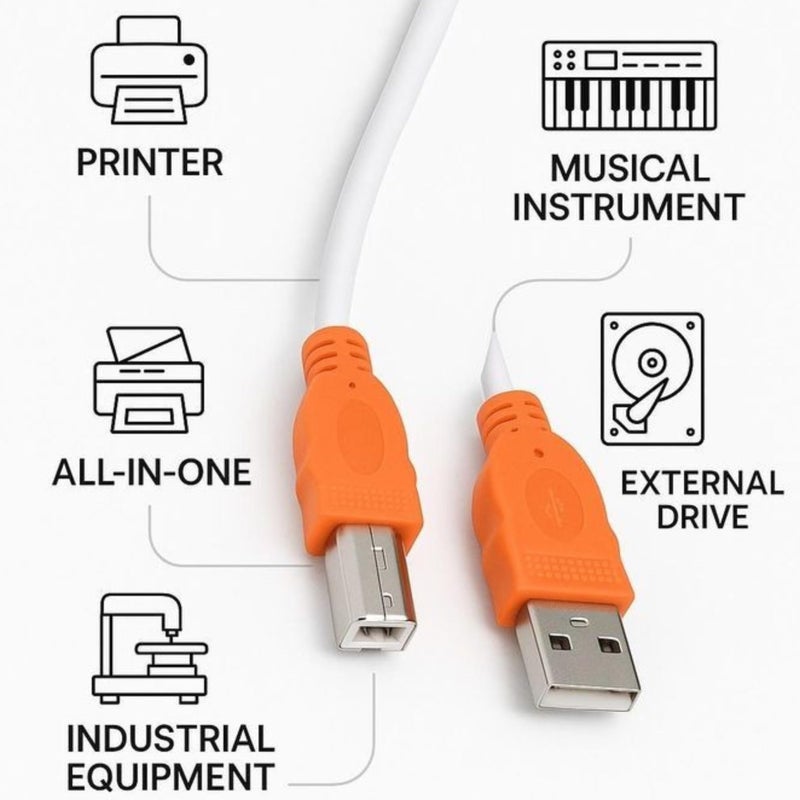 Ultimate High Speed USB 2.0 Printer Cable Type A to B Male Scanner Cord 1.5M Data Transfer Wire for Computer PC Laptop White - Image 3