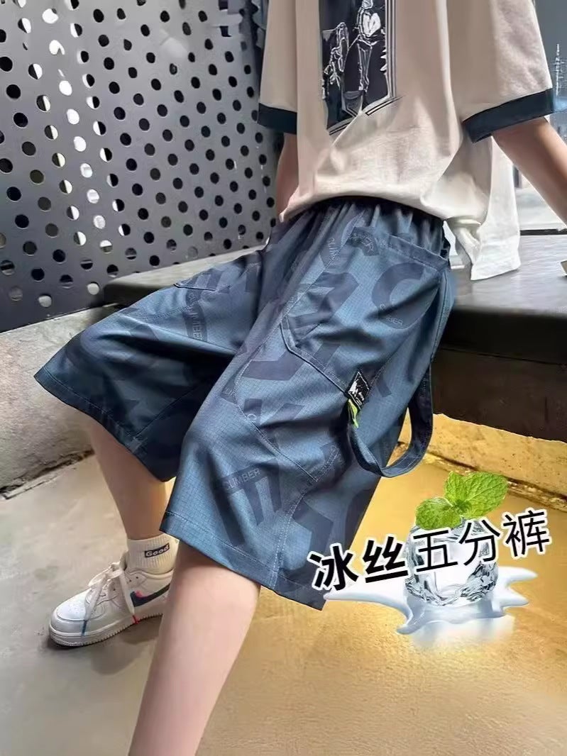 Boys' Niche Shorts Summer Thin Children'S Ice Silk Medium Pants 2024 Big Children'S Loose Daily Quick-Drying Sports Shorts - Image 2