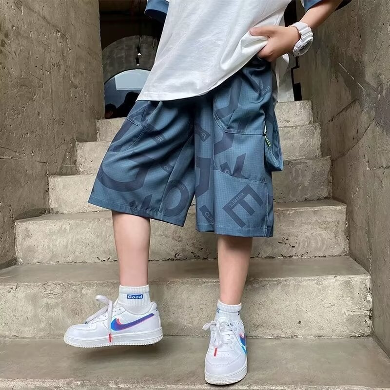 Boys' Niche Shorts Summer Thin Children'S Ice Silk Medium Pants 2024 Big Children'S Loose Daily Quick-Drying Sports Shorts - Image 1