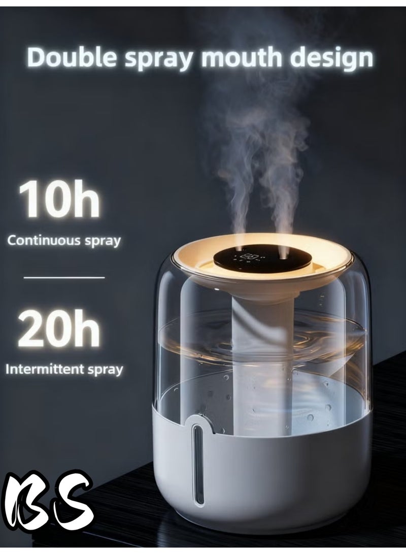 بي إس مرطب هواء سعة 6.8 لتر مع شاشة عرض للرطوبة وإضاءة، ومنقي هواء ومرطب مع فوهتين ووظيفة إضاءة ليلية، وضباب قابل للتعديل، وهادئ، لمدة 20 ساعة - Image 5