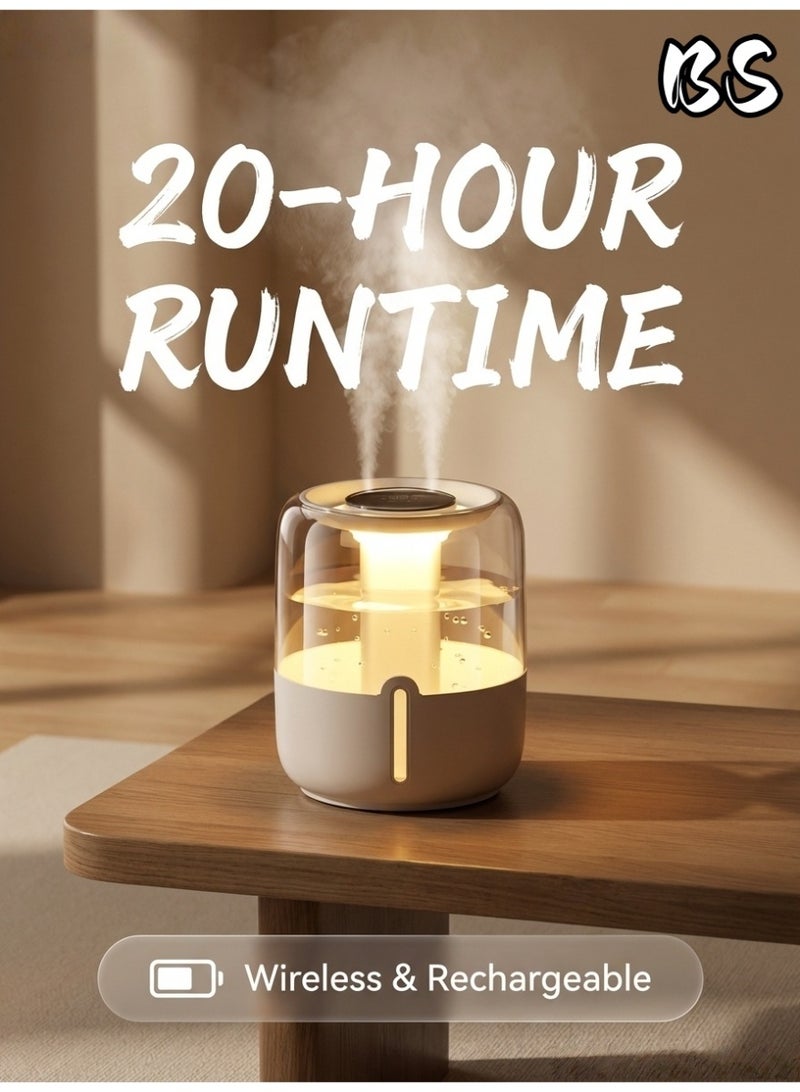 BS Humidifier with Humidity Display and Light , Air Purifier and Humidifier with 2 Nozzles and Night Light Function, Adjustable Mist, Quiet ,20 Hours - Image 2