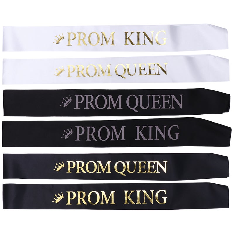 6Pcs Prom King Queen Graduation Party Supplies Strap Shoulder Belt For Men And Women Random Style And Color - Image 1
