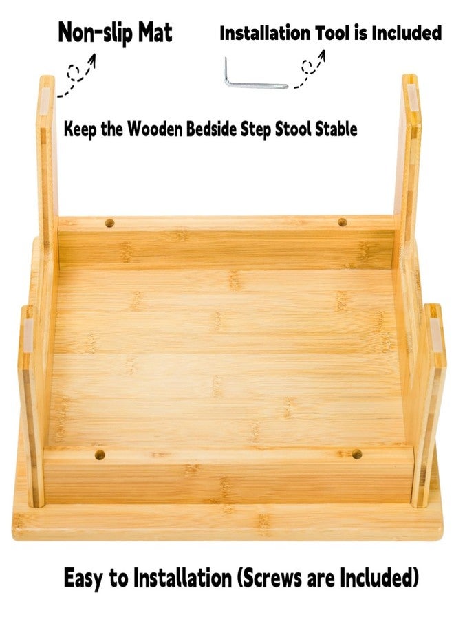 Tlence Wooden Step Stool for Adults, 6.5" Small Bamboo Foot Stool, 300 Lbs Non Slip One Stepping Stool, Short Bed Steps for High Beds and Office Desk - Image 4
