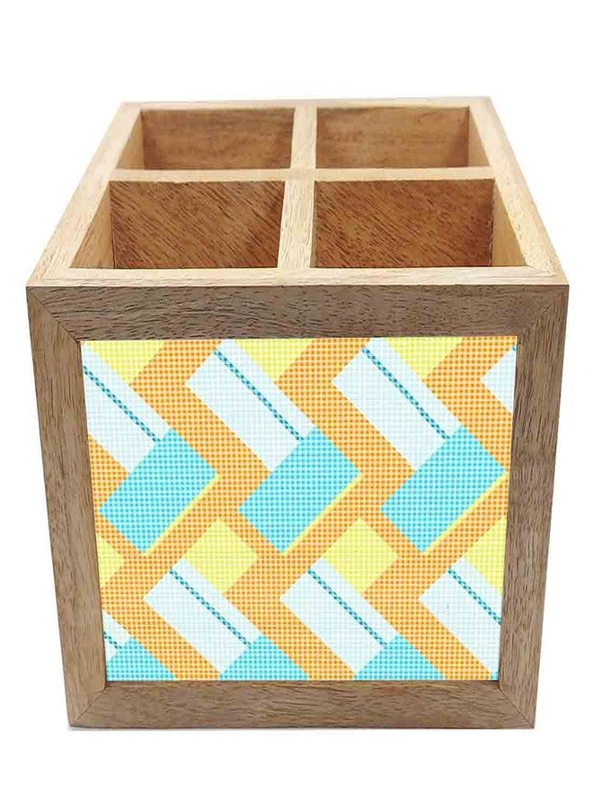 Nutcase Wooden Cutlery Stand Holder Silverware Caddy Spoons Forks Knives Organizer for Dining Table & Kitchen -Made in India-Spoons NOT Included - Fabric with Dark Shade - Image 3