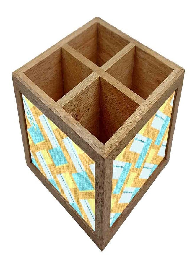 Nutcase Wooden Cutlery Stand Holder Silverware Caddy Spoons Forks Knives Organizer for Dining Table & Kitchen -Made in India-Spoons NOT Included - Fabric with Dark Shade - Image 2