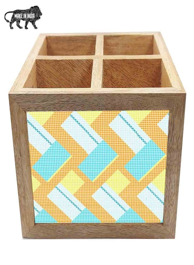 Nutcase Wooden Cutlery Stand Holder Silverware Caddy Spoons Forks Knives Organizer for Dining Table & Kitchen -Made in India-Spoons NOT Included - Fabric with Dark Shade - Image 5