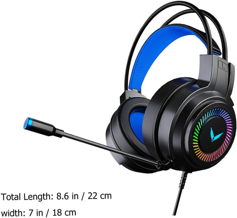 Wired Gaming Headset Over-Ear 7.1 Surround Sound Stereo Headphones with Noise Reduction Microphone for PC Computer, Soft Ear Pads, Black, Suitable for Online Gaming and Travel - Image 2