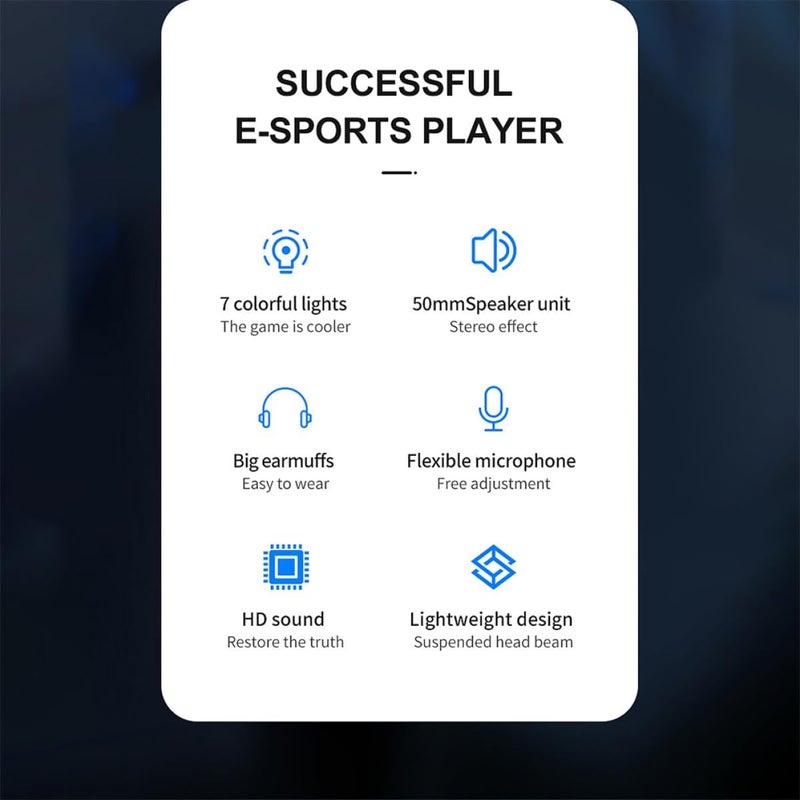 Wired Gaming Headset Over-Ear 7.1 Surround Sound Stereo Headphones with Noise Reduction Microphone for PC Computer, Soft Ear Pads, Black, Suitable for Online Gaming and Travel - Image 4