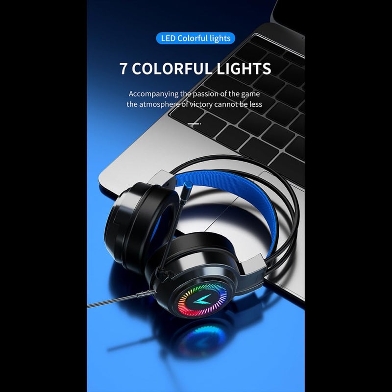 Wired Gaming Headset Over-Ear 7.1 Surround Sound Stereo Headphones with Noise Reduction Microphone for PC Computer, Soft Ear Pads, Black, Suitable for Online Gaming and Travel - Image 5