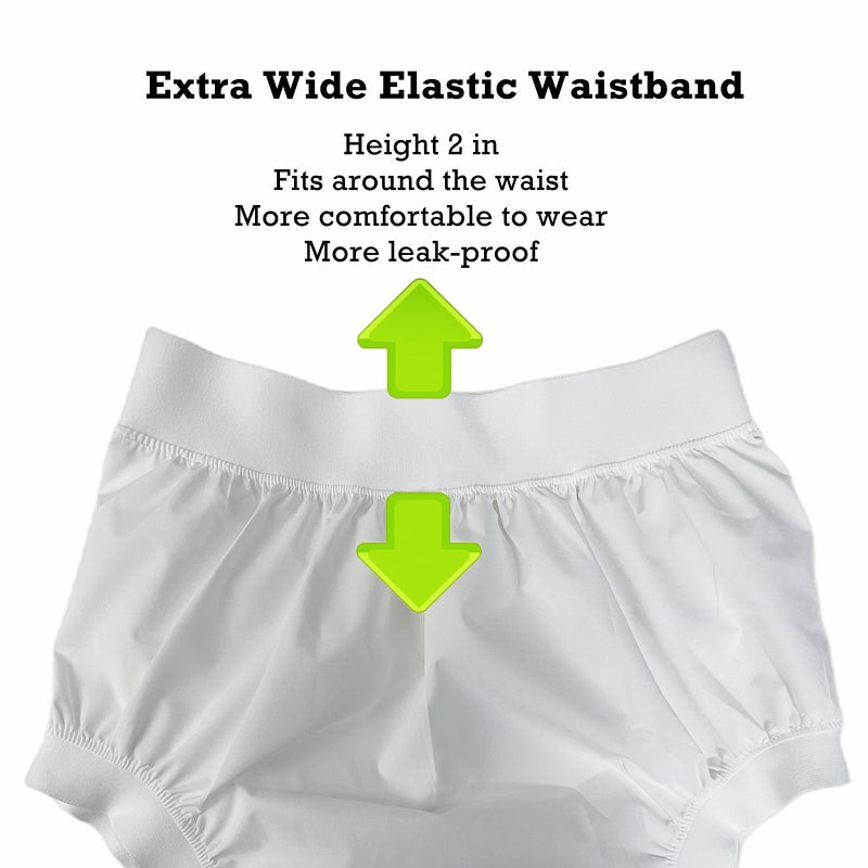 إيه كيو إكس Cloth Diaper Covers for Adult, Reusable Waterproof Underwear for Incontinence, Leakproof High Waist Plastic Pants 4Pcs (Blacku0026White, 2XL) - Image 4