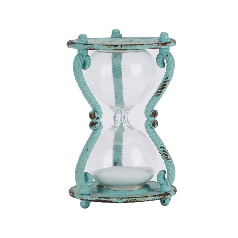 SOFFEE DESIGN SOFFEE DESIGN Rustic 6Minute Hourglass Sand Timer Vintage Distressed Sand Clock Rustic Sand Watch with White Sand Antique Sandglass for Home Kitchen Office Decor Turquoise