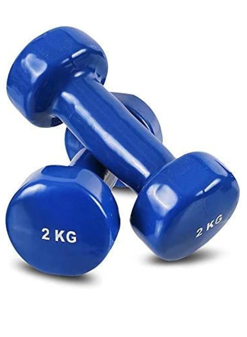 Dumbbell Weights Unisex Adult Weights for Exercise & Fitness Dumbbells Comes in 2 kg Pair Set of 2 in Blue - Image 1