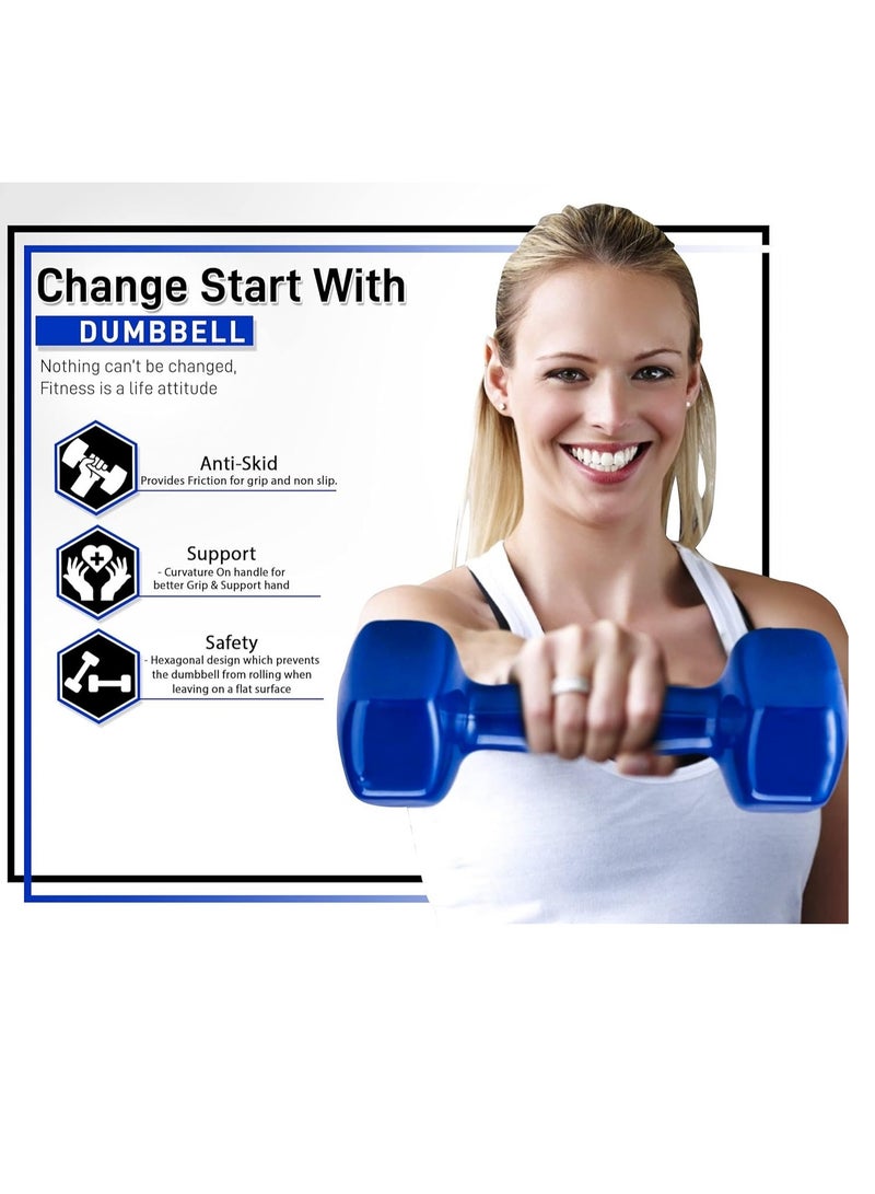Dumbbell Weights Unisex Adult Weights for Exercise & Fitness Dumbbells Comes in 2 kg Pair Set of 2 in Blue - Image 5