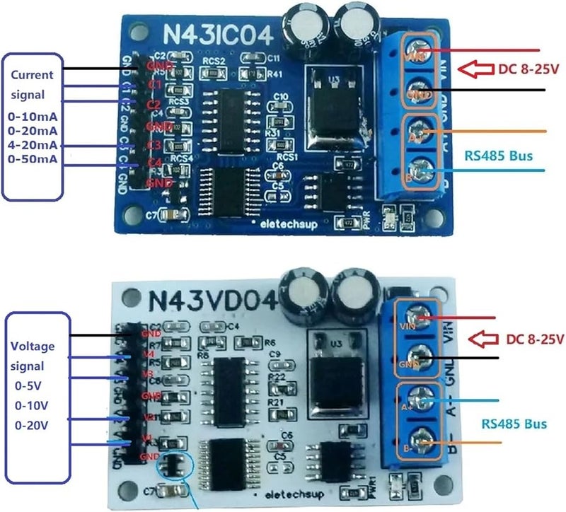 RS485 Modbus RTU ADC Module 4CH 4 20MA 0 5V 0 10V Analog Input Board - Image 4