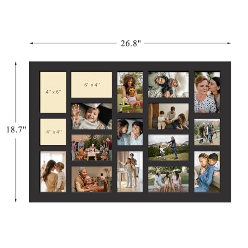 J.M.Deco 17 Opening Collage Picture Frame for Wall Decor, One-piece Photo Frame Collage Gallery Wall Hanging for 4x6 Photos, 4x4 Photos, Ideal Christmas Gift, Black - Image 2