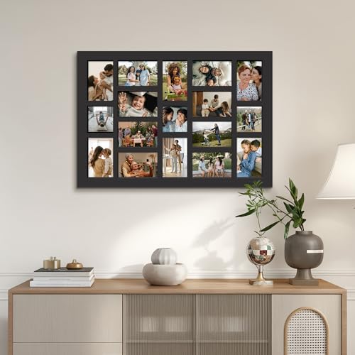 J.M.Deco 17 Opening Collage Picture Frame for Wall Decor, One-piece Photo Frame Collage Gallery Wall Hanging for 4x6 Photos, 4x4 Photos, Ideal Christmas Gift, Black - Image 3