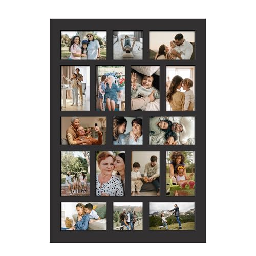 J.M.Deco 17 Opening Collage Picture Frame for Wall Decor, One-piece Photo Frame Collage Gallery Wall Hanging for 4x6 Photos, 4x4 Photos, Ideal Christmas Gift, Black - Image 1