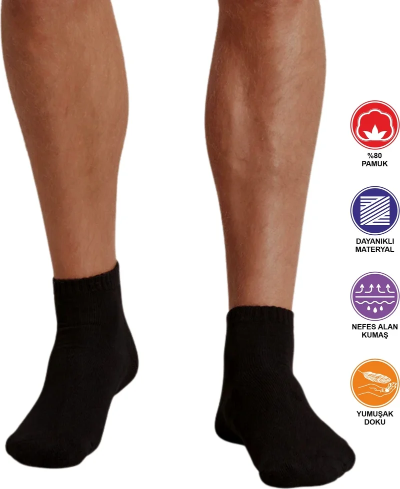 سويكس 10 Pairs Summer Anti-Sweat Patternless Plain Plain Men's Booties Cotton Socks - Ankle Length Short Socks