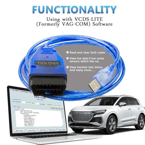 PARANNIC OBD2 KKL for VAG-COM 409.1 for VCDS USB Cable for VAG, for VW, for Audi, for Seat, for Volkswagen and for Skoda Vehicles from 1996 Later, Car ECU Scan Tool OBD2 to USB Cable for Windows Diagnostic - Image 4