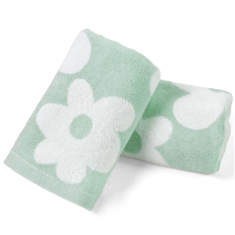 Jacquotha Floral Hand Towels for Bathroom - 2 Pack Cotton Face Towels 13" x 29", Soft Decorative with Cute Daisy Prints for Guest Room, Kitchen Decor, Light Seafoam - Image 1