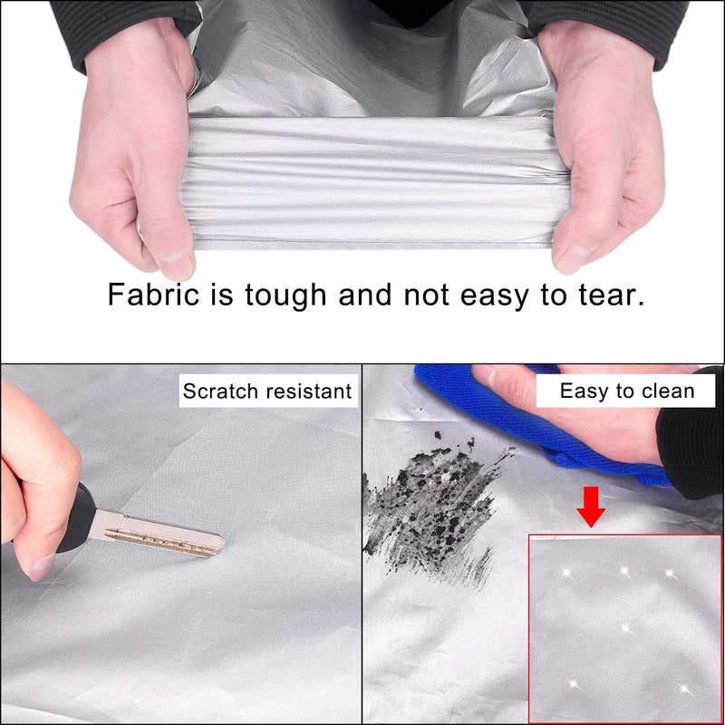 FSGRICH Car Cover, Car Exterior, Waterproof, Anti-UV, Breathable, Dust-, Rain-, Scratch- and Snow-Resistant, Outdoor Use (Silver, 510 x 195 x 175 cm) Multi-use upgraded craftsmanship - Image 3