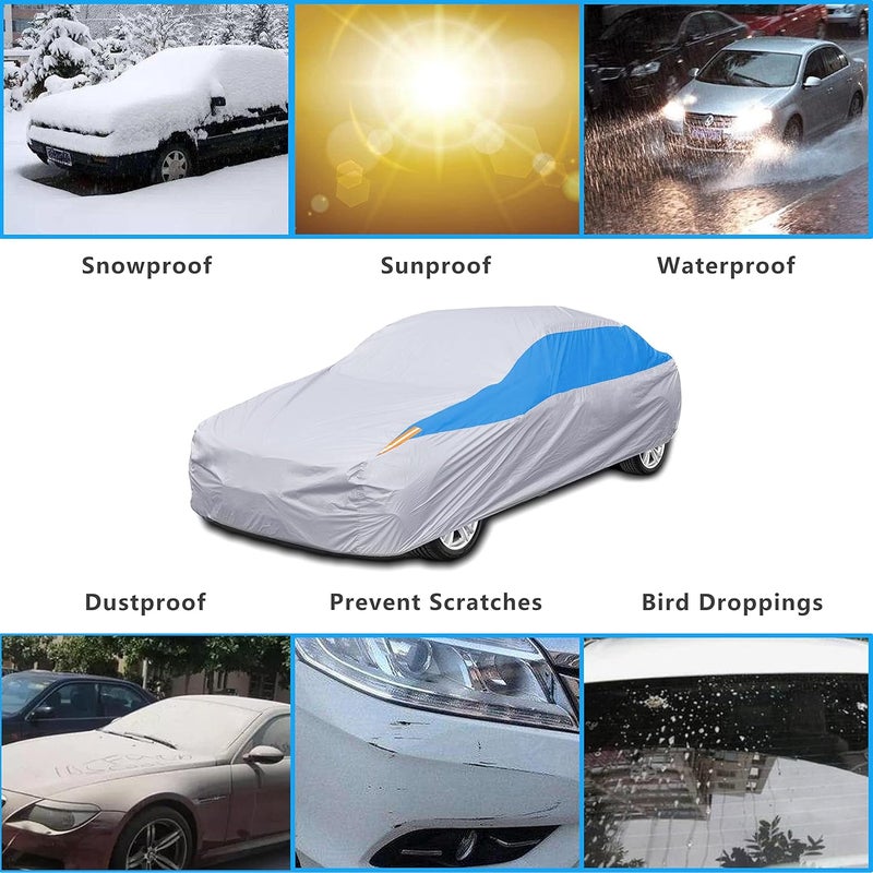 FSGRICH Car Cover, Car Exterior, Waterproof, Anti-UV, Breathable, Dust-, Rain-, Scratch- and Snow-Resistant, Outdoor Use (Silver, 510 x 195 x 175 cm) Multi-use upgraded craftsmanship - Image 5