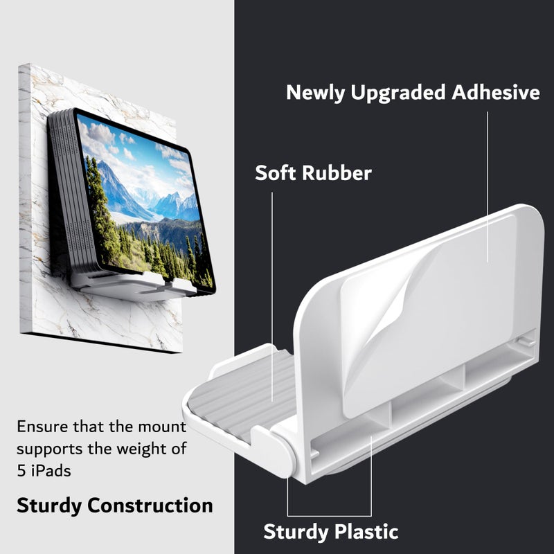 pzoz Wall Mount Cell Phone Holder for Outlet, Foldable Cellphone Stand for Mirror Bathroom Shelf Shower Bedroom Kitchen or Dorm Charging, Compatible with iPhone iPad or Tablet (White) - Image 5