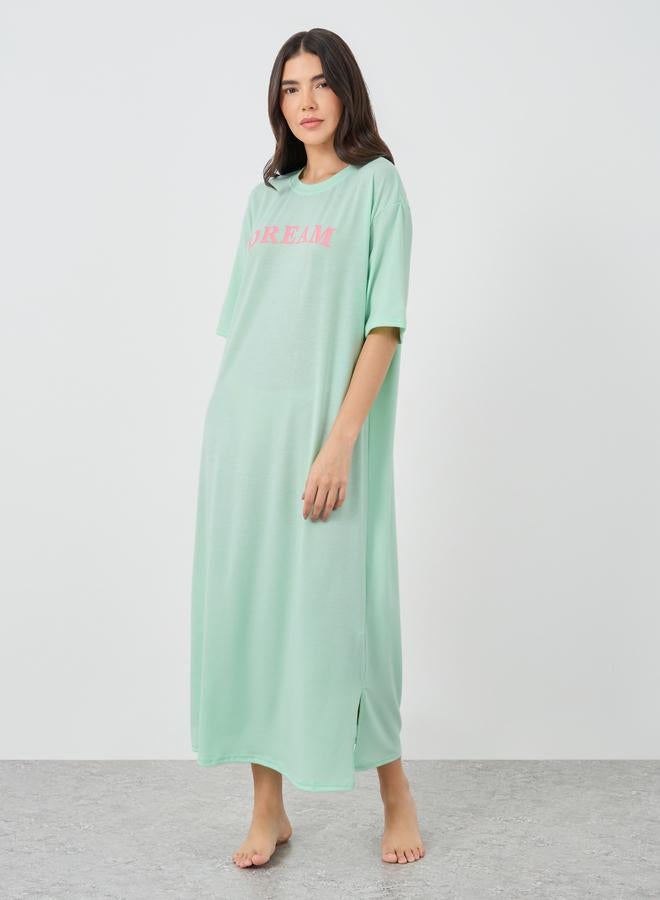 Take Two Styli Slogan Print Short Sleeve Sleep T-Shirt Dress - Image 2