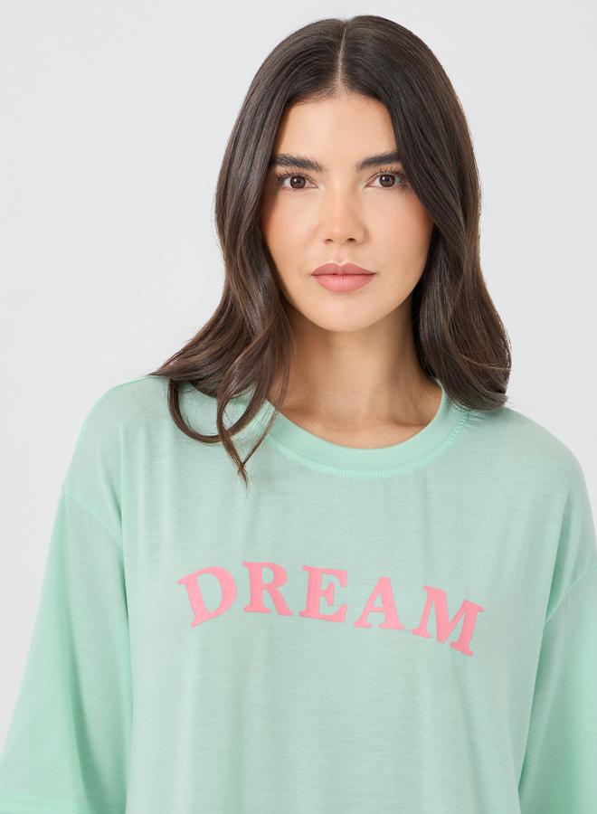 Take Two Styli Slogan Print Short Sleeve Sleep T-Shirt Dress - Image 4