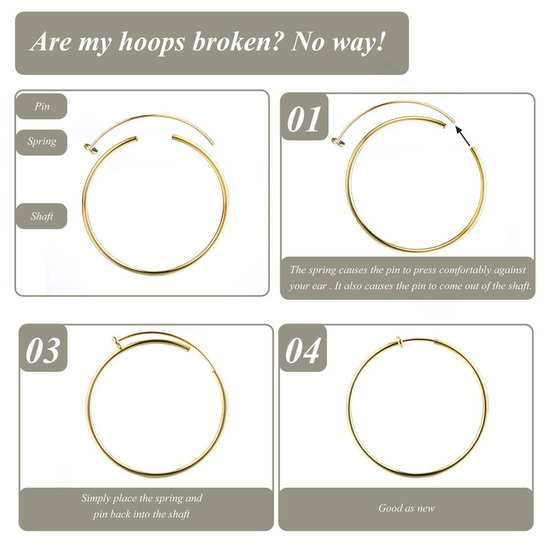 Sanfenly Clip On Hoop Earrings for Women Stainless Steel Clip On Earrings for Women Silver Gold Fake Non Piercing Big Hoop Earrings For Non-Pierced Ears 30MM - Image 4