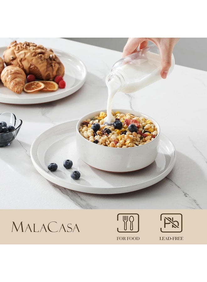 MALACASA Plates and Bowls Sets 18 Pieces Modern Ceramic Dinnerware Set for 6 Kitchen Dinner Set Stoneware Dishware Dishes Set Microwave and Dishwasher Safe White Series TARA - Image 3